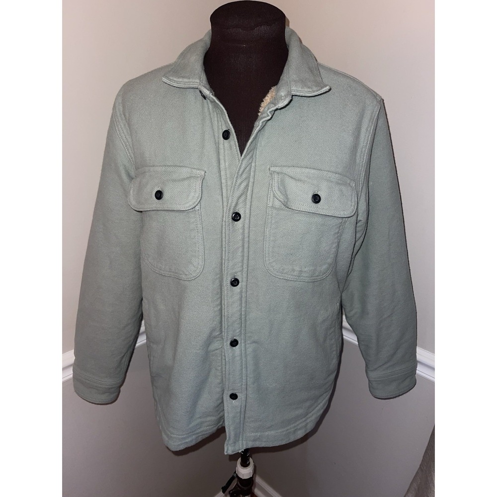 EVERLANE Men's ReNew Sherpa Lined‎ Heavyweight Shacket Chore Coat Green Medium